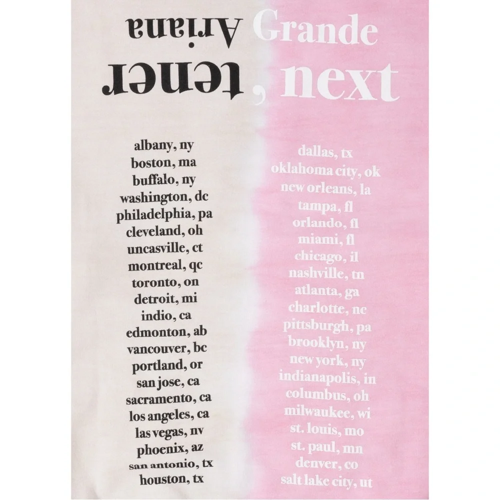 ARIANA GRANDE Sweetener Thank U Next World Tour SWT Split Color T-Shirt XL NEW - Picture 6 of 10